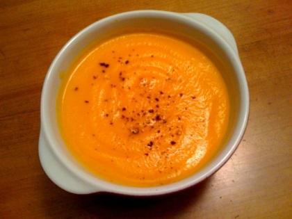 Carrot Ginger Soup with a little freshly ground black pepper